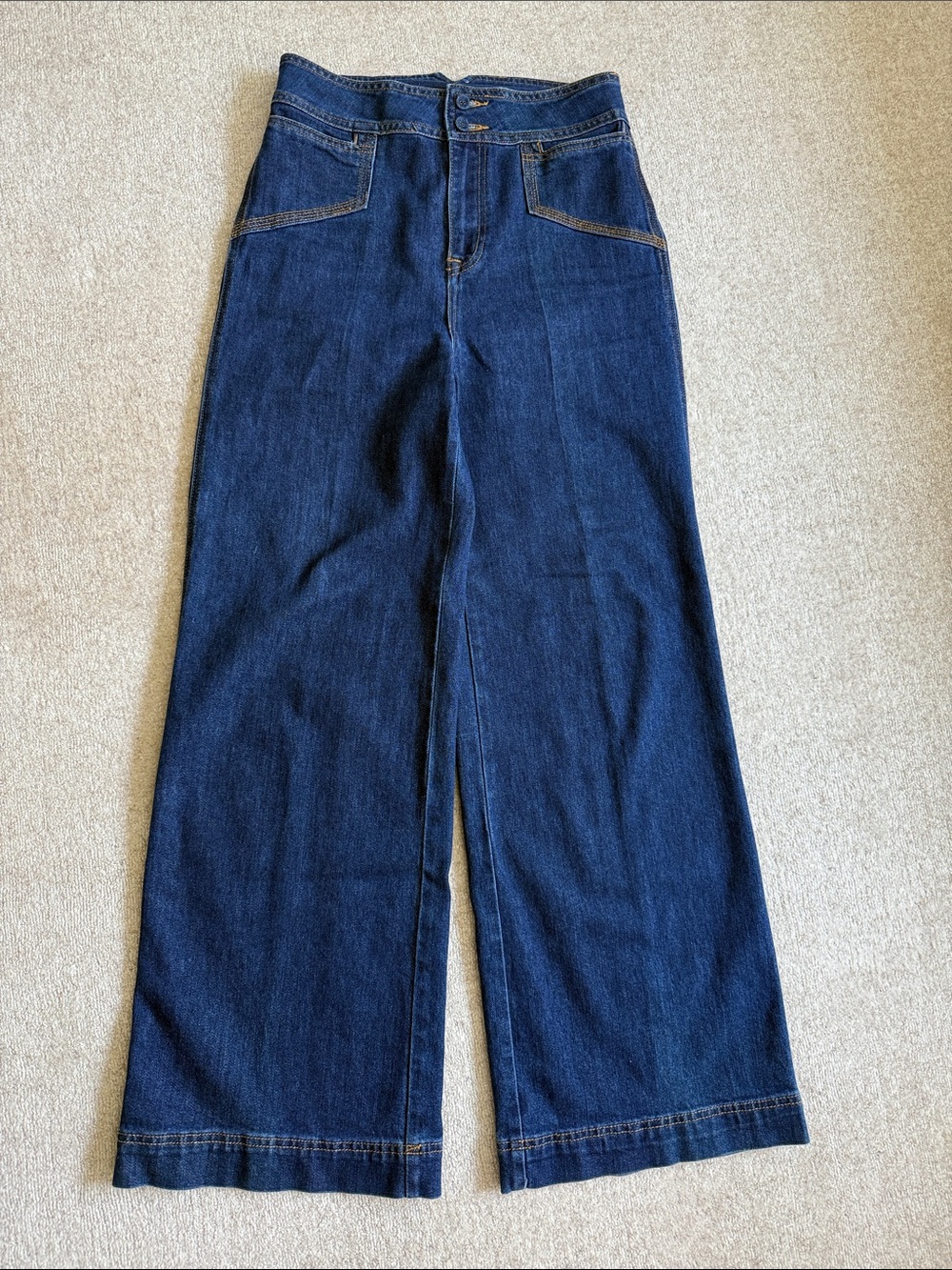 House of Harlow 1960 Dark Blue Wide Leg High Waist Jeans